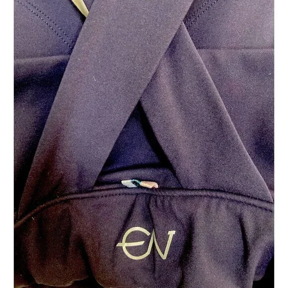 Enavant Sport Calypso Sports Bra Med Blue White Stripe Wide Criss Cross Straps - Picture 5 of 7